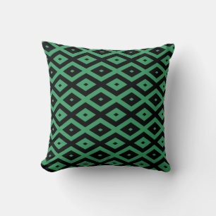 Green and black diamond pattern kussen