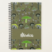 Green and black mushrooms pattern planner (Voorkant)