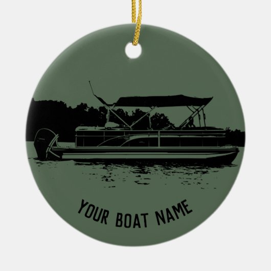 Green and Black Pontoon Boat Ornament (Voorkant)
