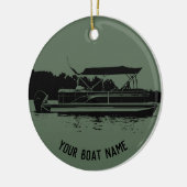 Green and Black Pontoon Boat Ornament (Links)