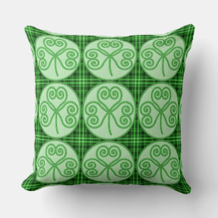 Green and Black Pset Shamrock Pattern Pillow Kussen