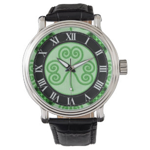 Green and Black Shamrock Wrist Watch Horloge