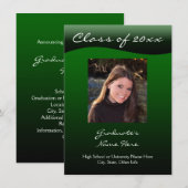 Green and Black Wave Graduation Announcement Kaart (Voorkant / Achterkant)