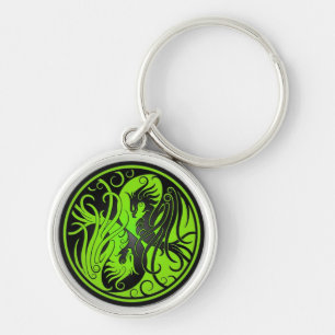Green and Black Yin Yang Phoenix Sleutelhanger