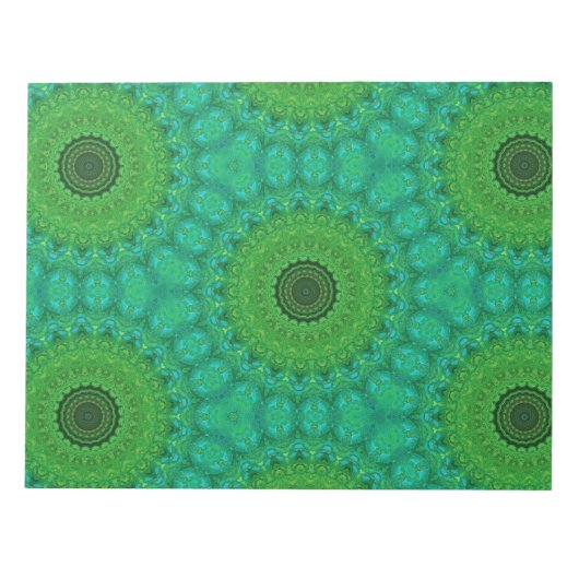 Green and Blue Circular Pattern Notepad Notitieblok (Voorkant)