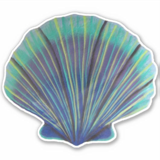 Green and Blue Scallop Shell Sticker (Voorkant)