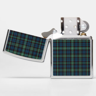 Green and Blue Scottish Tartan Plaid Custom Zippo
