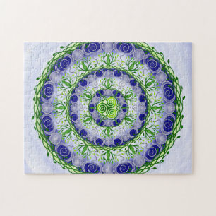 Green and Blue Triple Moon Goddess Mandala Legpuzzel