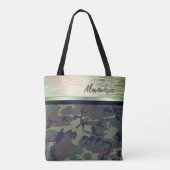 Green and Brown Camo Shimmery Chic Canvas tas (Achterkant)