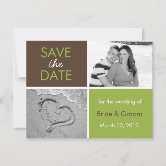 Green and Brown Save the Date Photo Cards (Voorkant)