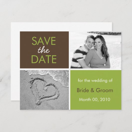 Green and Brown Save the Date Photo Cards (Voorkant / Achterkant)