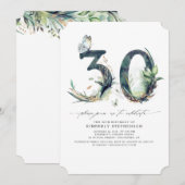Green and Gold 30th Birthday Invitation (Devant / Derrière)