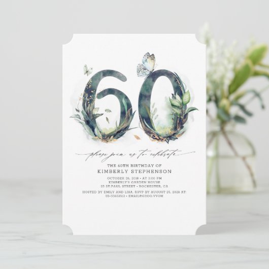 Green and Gold 60e anniversaire Invitation (Debout devant)
