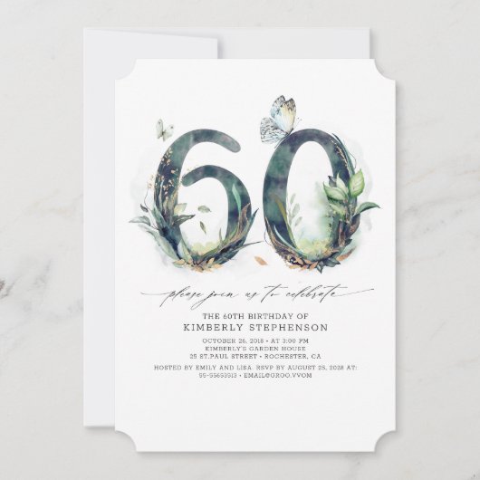 Green and Gold 60e anniversaire Invitation (Devant)