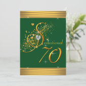 Green and Gold 70e anniversaire Invitations de fêt (Debout devant)
