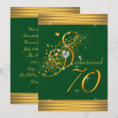 Green and Gold 70e anniversaire Invitations de fêt (Devant / Derrière)