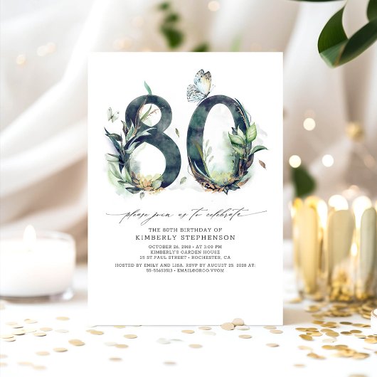 Green and Gold 80e anniversaire Invitation