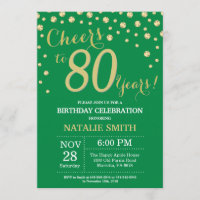 Green and Gold 80th Birthday Diamond