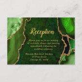 Green and Gold Agate Wedding Reception Informatiekaartje (Voorkant)