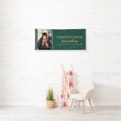 Green and Gold Confetti Afstuderen Foto-Afstuderen Spandoek (Insitu)