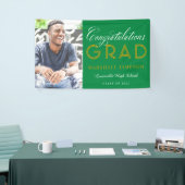 Green and Gold Gefeliciteerd Afstuderen Foto Spandoek (Beurs)