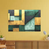 Green and Gold Geometry Canvas Afdruk (Insitu (Woonkamer))
