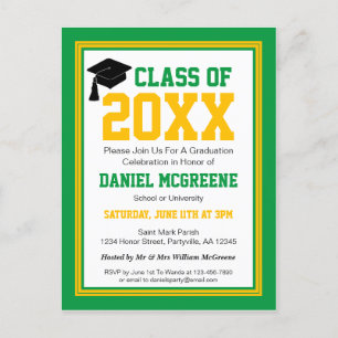 Green and Gold Graduation Party Uitnodiging Briefkaart