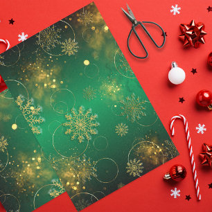 Green and Gold KerstWinter Wonderland Tissuepapier