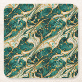 Green and gold marble design coasters vierkante kartonnen onderzetter