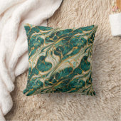 Green and Gold Marble Throw Pillow Kussen (Deken)