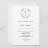 Green and Gold Minimalist Baptism Invitation (Devant)