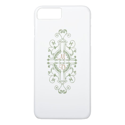 Green and Gold Monogram iPhone Case (Achterkant)
