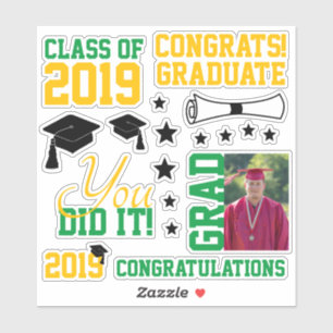 Green and Gold Photo Afstuderen Sticker