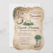 Green and Gold Quinceañera Rustic Horse Birthday Kaart (Voorkant)