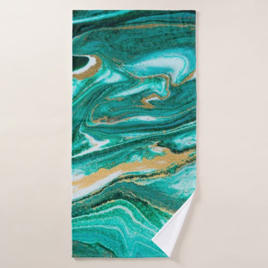 Green and gold ripple of agate background. Golden (Serviette de bain)