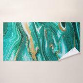 Green and gold ripple of agate background. Golden (Serviette de bain)