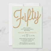 Green and Gold Script 50e anniversaire Invitation (Devant)