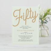 Green and Gold Script 50e anniversaire Invitation (Debout devant)