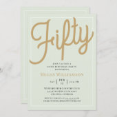 Green and Gold Script 50e anniversaire Invitation (Devant / Derrière)