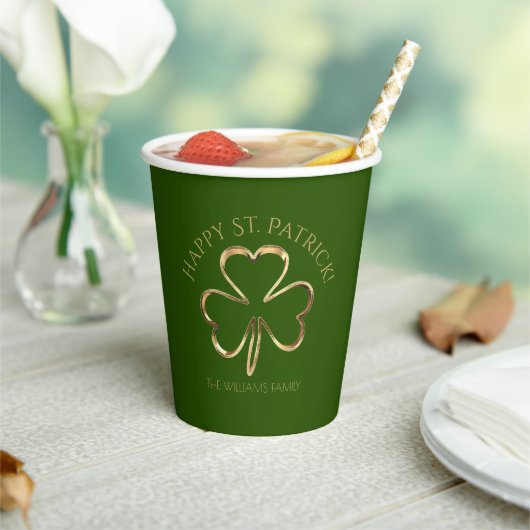 Green and Gold Shamrock Clover St. Patrick's Day Papieren Bekers (Insitu)
