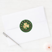 Green and Gold Shamrock Clover St Patrick's Day Ronde Sticker (Envelop)