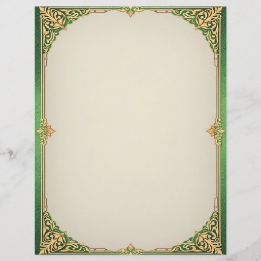 Green and Gold Simple Art Deco Stationery Briefhoofd (Voorkant)