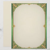 Green and Gold Simple Art Deco Stationery Briefhoofd (Voorkant / Achterkant)