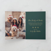 Green and Gold Snowflake 6 Photo Collage Happys Feestdagen Kaart (Binnen)