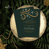 Green and Gold Snowflake Christmas Invitation