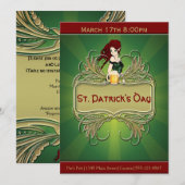 Green and Gold St. Patrick Party Invitation (Devant / Derrière)