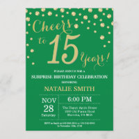 Green and Gold Surprise 15th Birthday Diamond