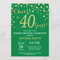 Green and Gold Surprise 40th Birthday Diamond