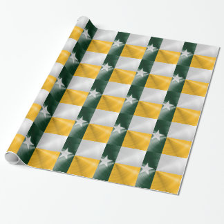 Green and Gold Texas Flag Radiaal geborsteld Cadeaupapier