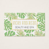 Green and gold tropical leaves business cards (Devant)
